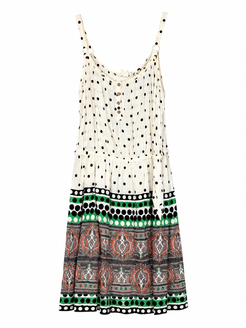 Anthropologie Cream Polka Dot Dress Sz Medium